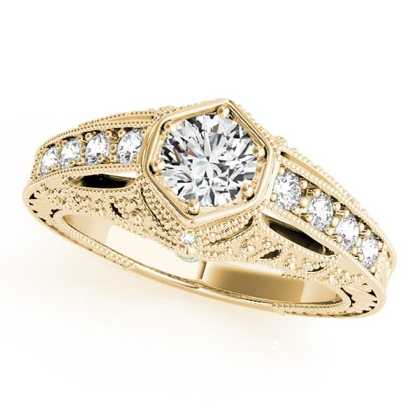 Antique Engagement Ring, style 84519, Front view in yellow gold