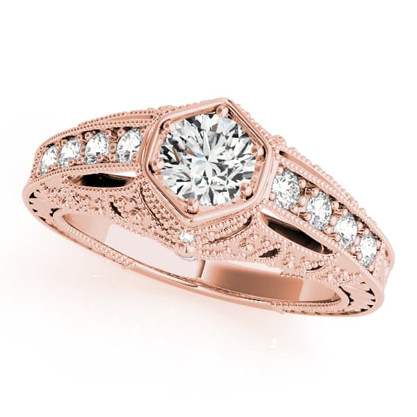 Antique Engagement Ring, style 84519, Front view in rose gold