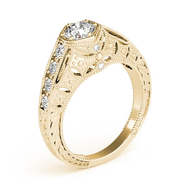 Antique Engagement Ring, style 84519, Angle view in yellow gold