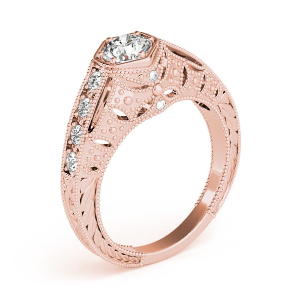 Antique Engagement Ring, style 84519, Angle view in rose gold