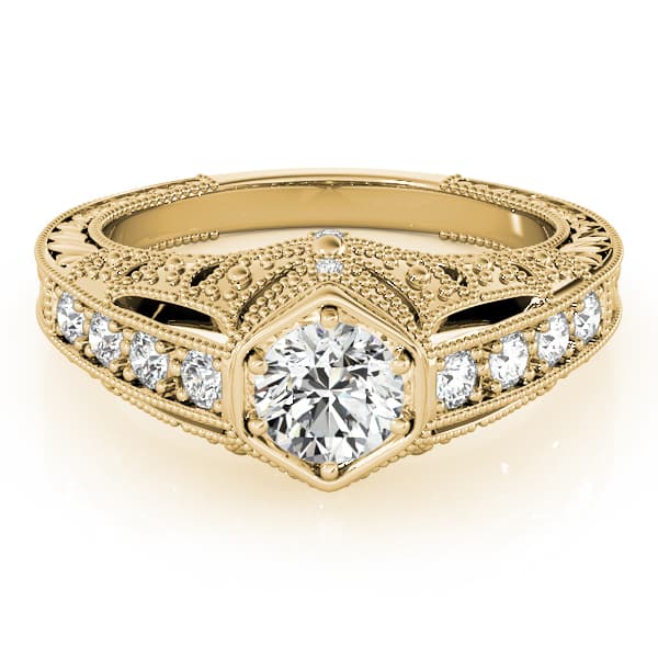 Antique Engagement Ring, style 84519, On hand view in yellow gold