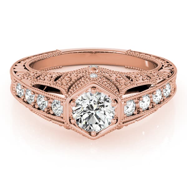 Antique Engagement Ring, style 84519, On hand view in rose gold