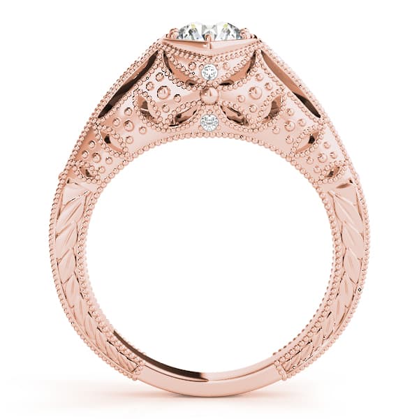 Antique Engagement Ring, style 84519, Side view in rose gold