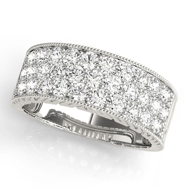 Multirow Pavé Milgrain Engagement Rings — style 84520 in 10k White Gold