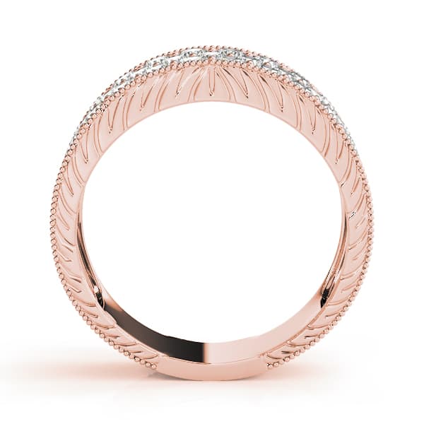 Multi-Row Pavé Milgrain Engagement Ring, style 84520, Side view in rose gold