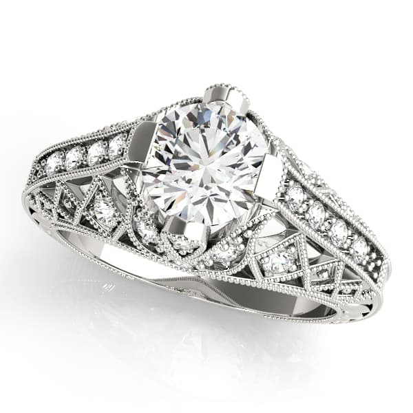 Antique Milgrain Engagement Ring — style 84523 in 10k White Gold