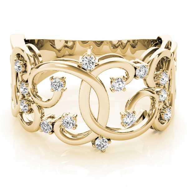 Swirl Fashion Ring (0.21 ct. tw.), On hand view in yellow gold