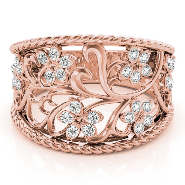 Floral Filigree Fashion Ring (1/8 ct. tw.), On hand view in rose gold