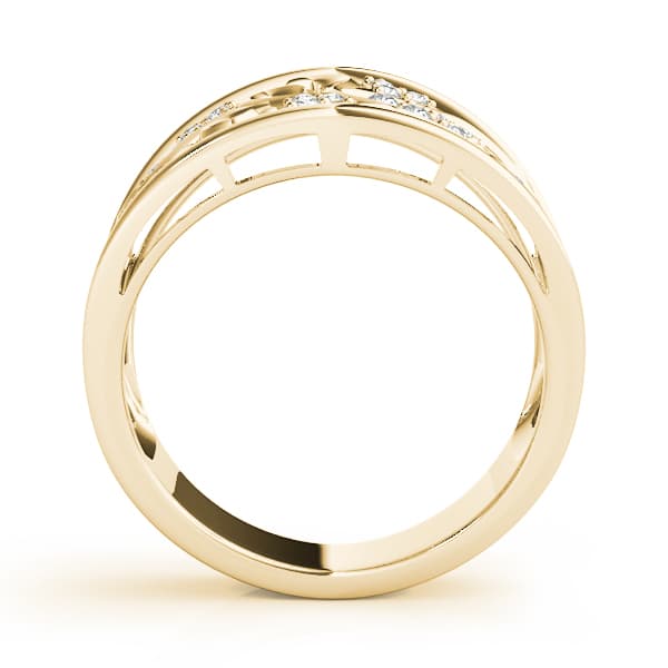 Filigree Heart Shaped Wedding Rings (0.15 ct. tw.), Side view in yellow gold