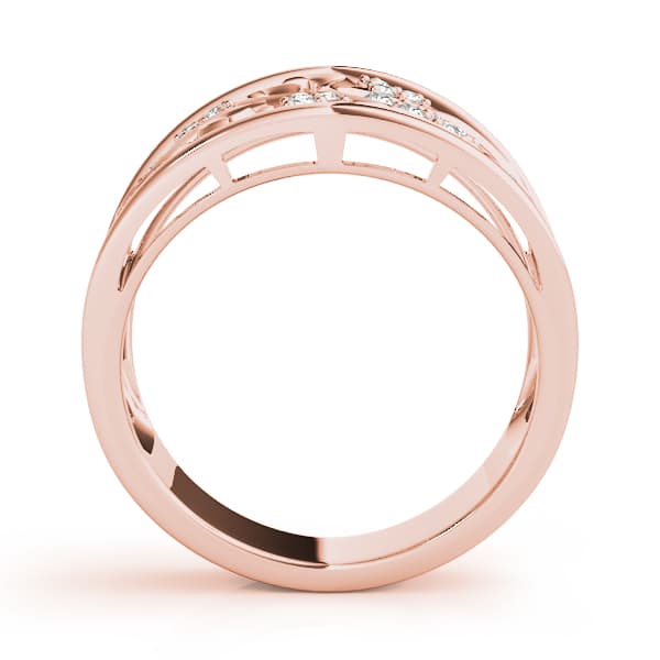 Filigree Heart Shaped Wedding Rings (0.15 ct. tw.), Side view in rose gold