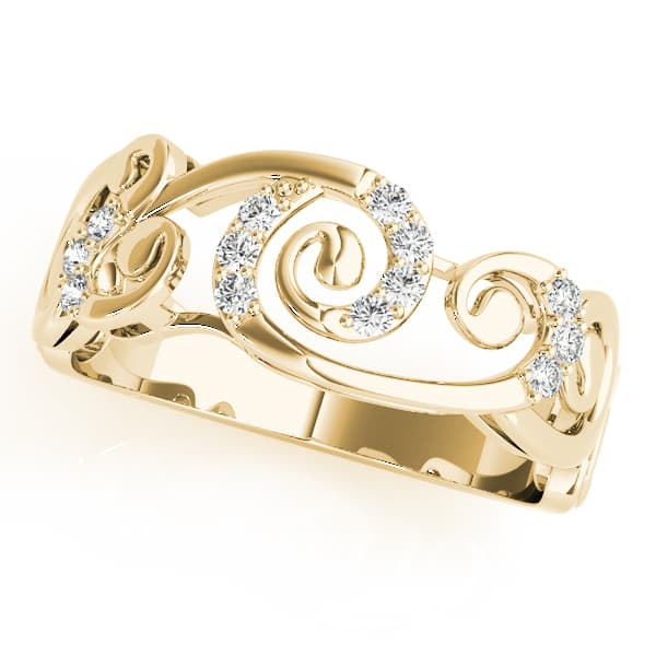 Filigree Prong Set Fashion Rings (1/8 ct. tw.), Front view in yellow gold