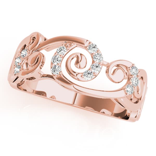 Filigree Prong Set Fashion Rings (1/8 ct. tw.), Front view in rose gold