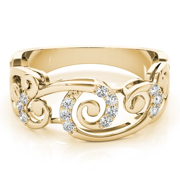 Filigree Prong Set Fashion Rings (1/8 ct. tw.), On hand view in yellow gold