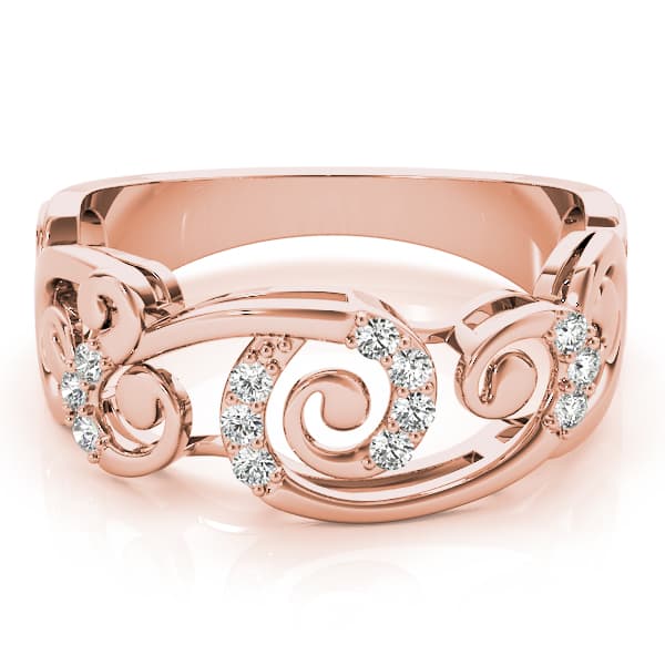 Filigree Prong Set Fashion Rings (1/8 ct. tw.), On hand view in rose gold