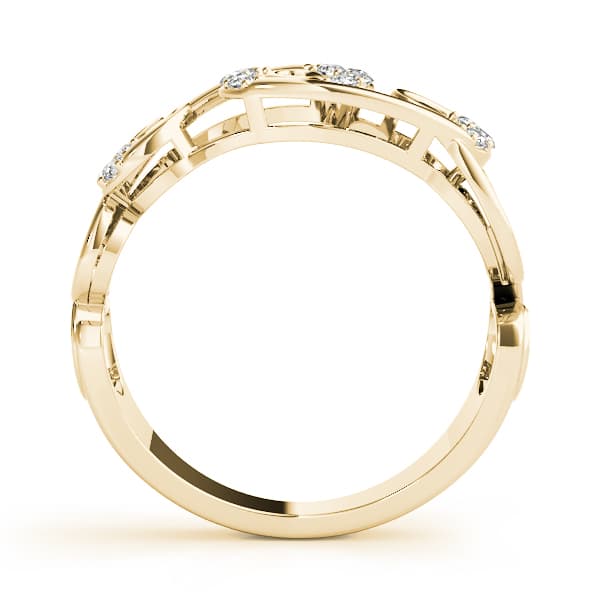 Filigree Prong Set Fashion Rings (1/8 ct. tw.), Side view in yellow gold