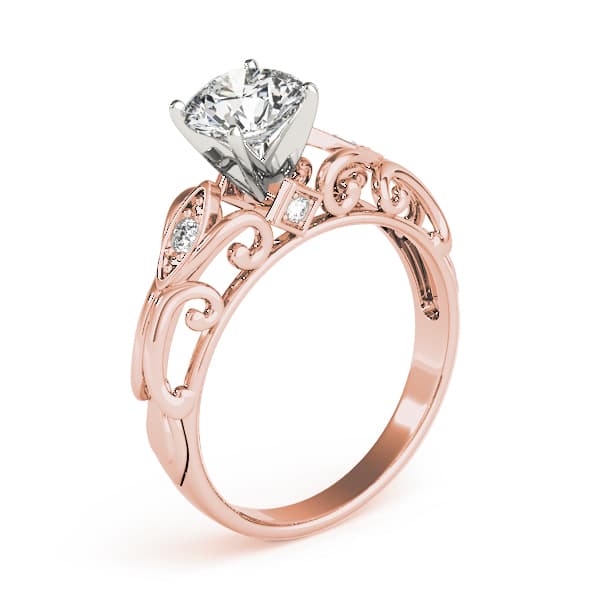 Solitaire Engagement Ring, style 84531, Top view in rose gold