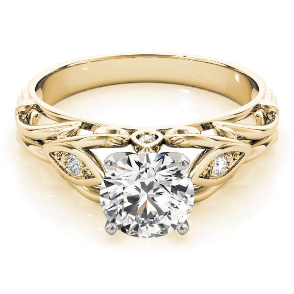 Vintage-Inspired Engagement Ring, style 84532, On hand view in yellow gold