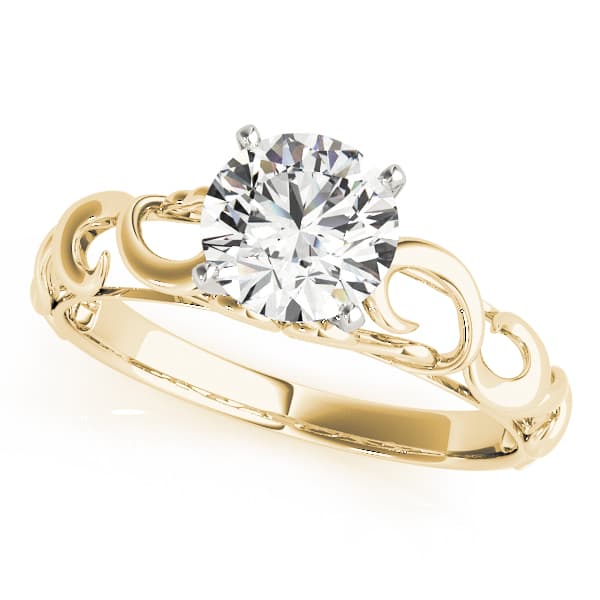 Filigree Engagement Ring, style 84533, Front view in yellow gold