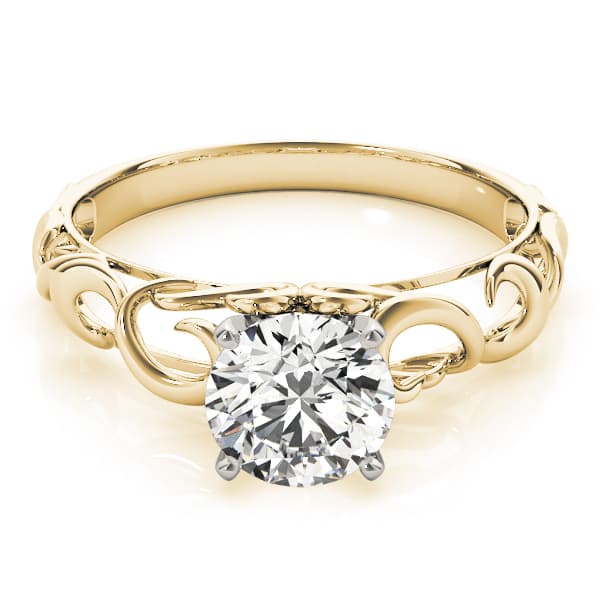 Filigree Engagement Ring, style 84533, On hand view in yellow gold