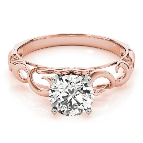 Filigree Engagement Ring, style 84533, On hand view in rose gold