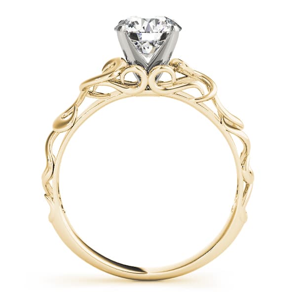 Filigree Engagement Ring, style 84533, Side view in yellow gold