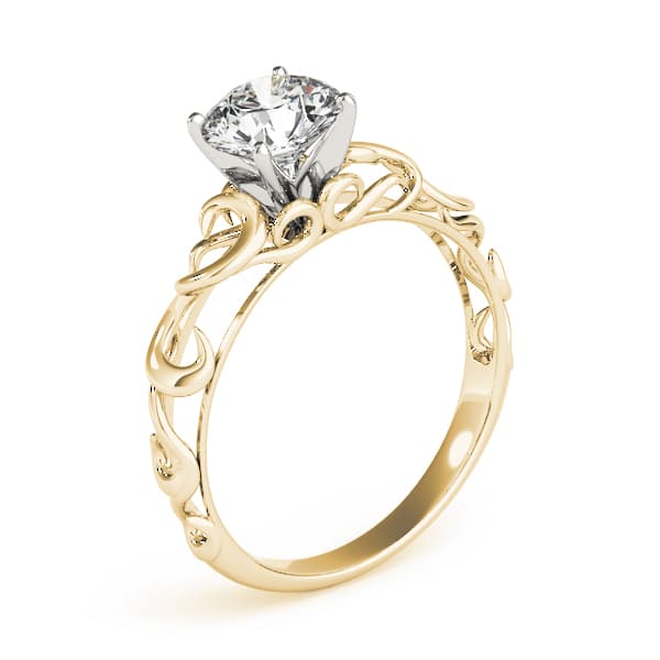Filigree Engagement Ring, style 84533, Top view in yellow gold