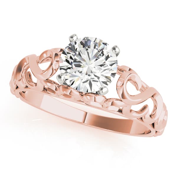 Filigree Solitaire Engagement Ring, style 84534, Front view in rose gold