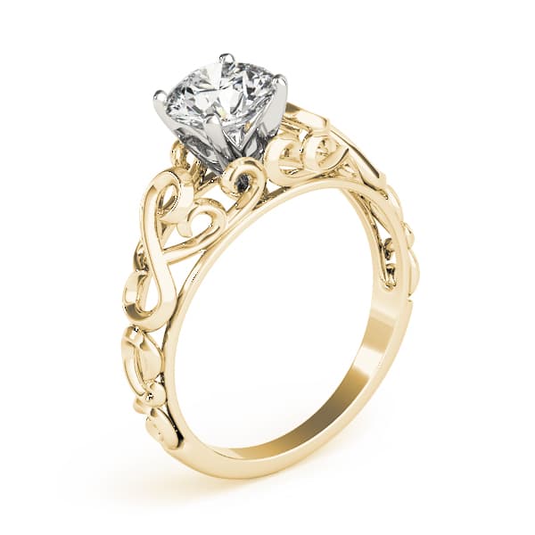 Filigree Solitaire Engagement Ring, style 84534, Angle view in yellow gold