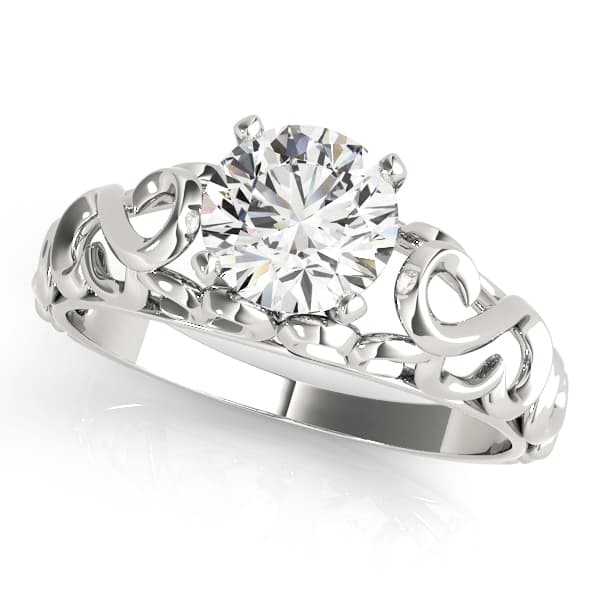 Filigree Solitaire Engagement Ring — style 84534 in 10k White Gold
