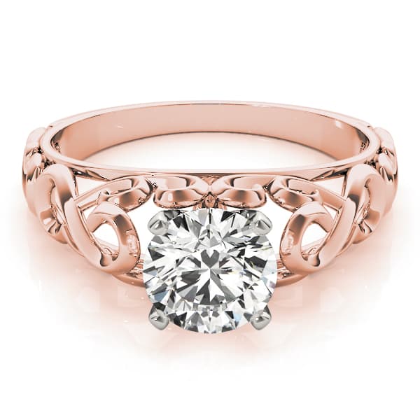 Filigree Solitaire Engagement Ring, style 84534, On hand view in rose gold