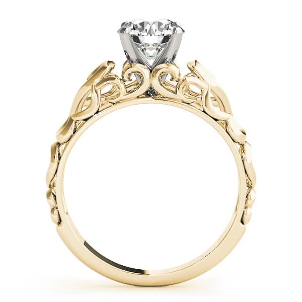 Filigree Solitaire Engagement Ring, style 84534, Side view in yellow gold