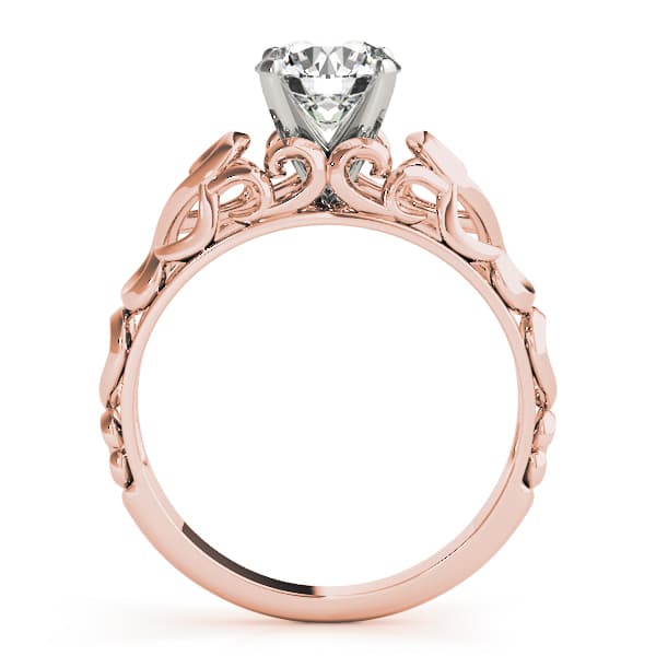 Filigree Solitaire Engagement Ring, style 84534, Side view in rose gold