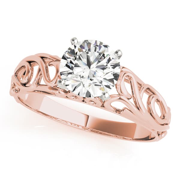 Solitaire Filigree Engagement Ring, style 84535, Front view in rose gold