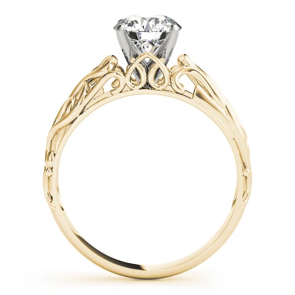 Solitaire Filigree Engagement Ring, style 84535, Side view in yellow gold