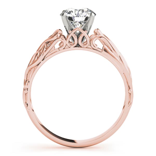 Solitaire Filigree Engagement Ring, style 84535, Side view in rose gold