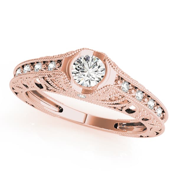 Antique Engagement Ring, style 84538, Front view in rose gold