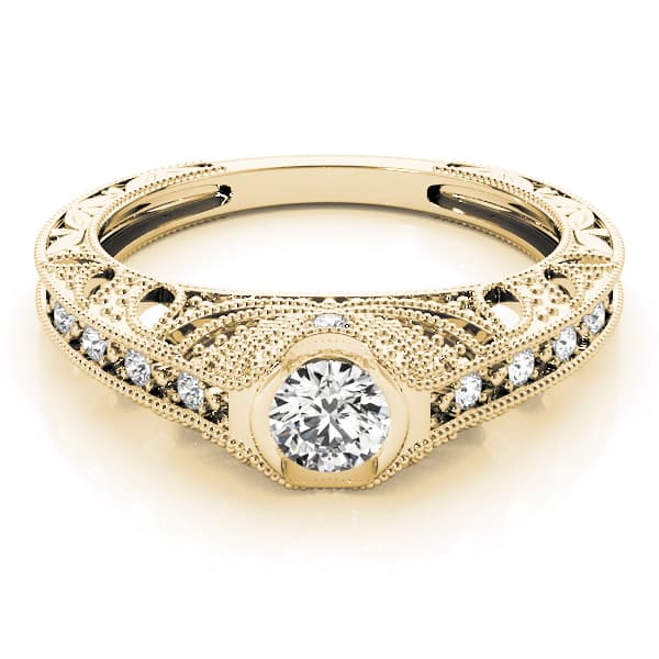 Antique Engagement Ring, style 84538, On hand view in yellow gold