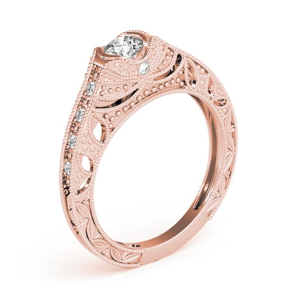 Antique Engagement Ring, style 84538, Top view in rose gold