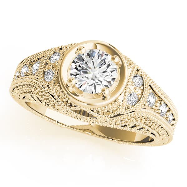 Antique Engagement Ring, style 84545, Front view in yellow gold
