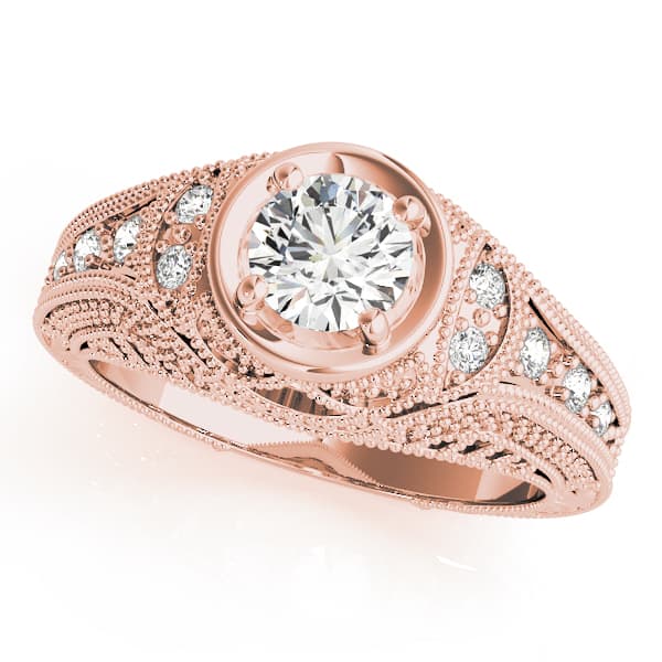 Antique Engagement Ring, style 84545, Front view in rose gold