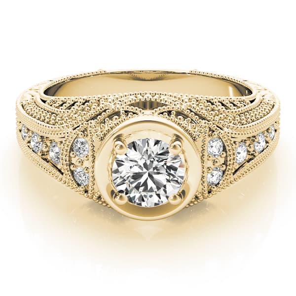 Antique Engagement Ring, style 84545, On hand view in yellow gold