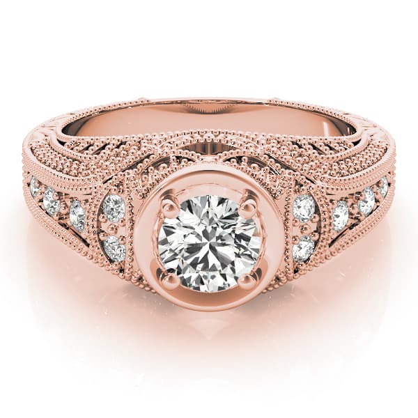 Antique Engagement Ring, style 84545, On hand view in rose gold