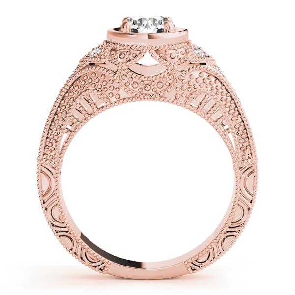 Antique Engagement Ring, style 84545, Side view in rose gold