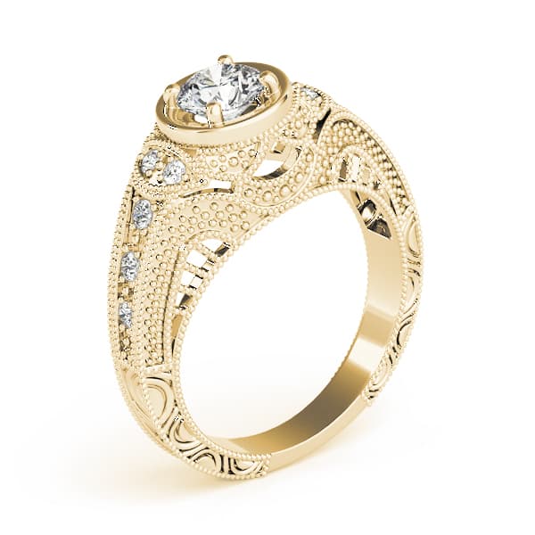 Antique Engagement Ring, style 84545, Top view in yellow gold