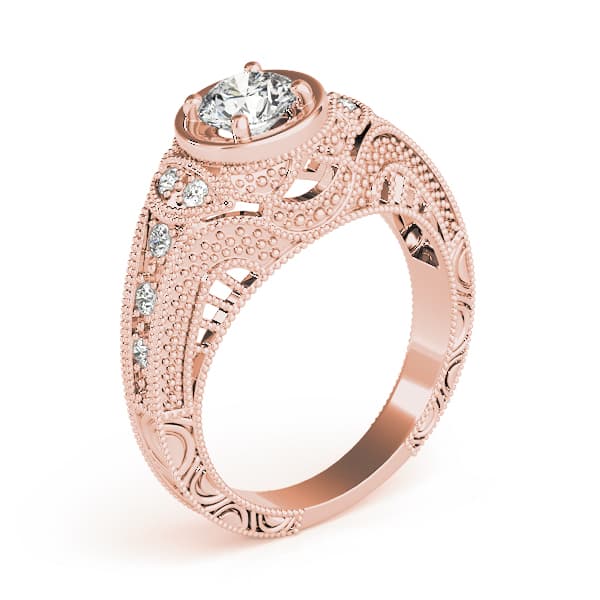 Antique Engagement Ring, style 84545, Top view in rose gold