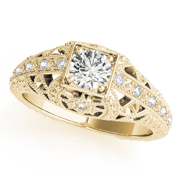 Antique Engagement Ring, style 84546, Front view in yellow gold