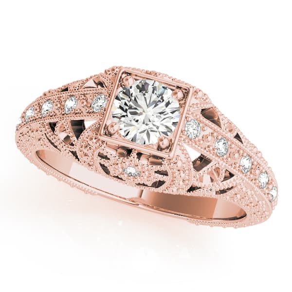 Antique Engagement Ring, style 84546, Front view in rose gold