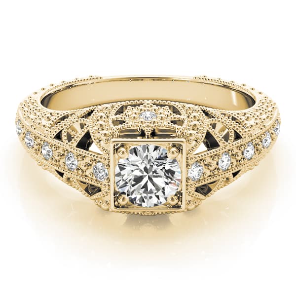 Antique Engagement Ring, style 84546, On hand view in yellow gold