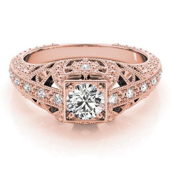 Antique Engagement Ring, style 84546, On hand view in rose gold
