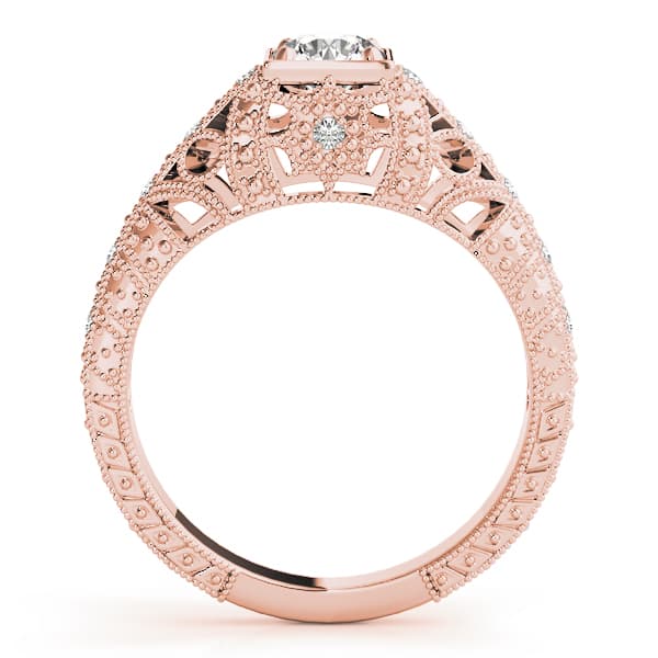 Antique Engagement Ring, style 84546, Side view in rose gold